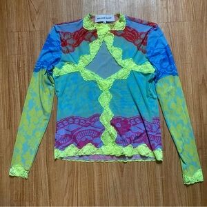 Maxine Beiny neon lace top